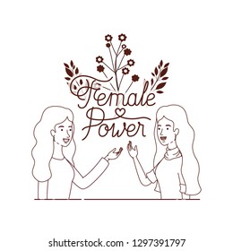 women with label female power character