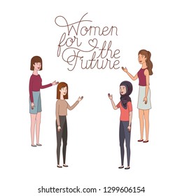 women with label women for the future character