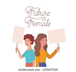 women with label future is female avatar character