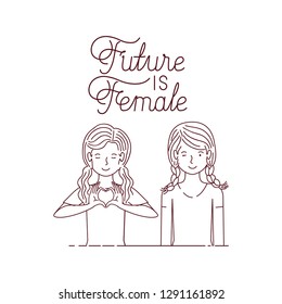 women with label future is female character