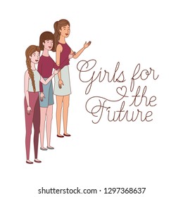 women with label girl for the future character