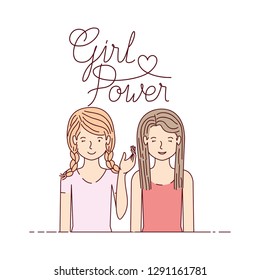 women with label girl power character