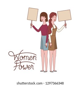 women with label women power character