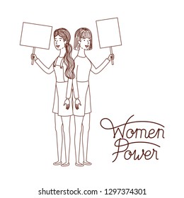 women with label women power character