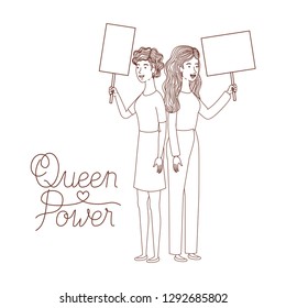 women with label queen power avatar character