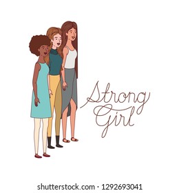 women with label strong girl character