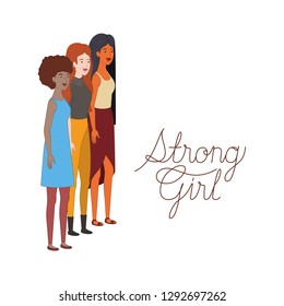 women with label strong girl character