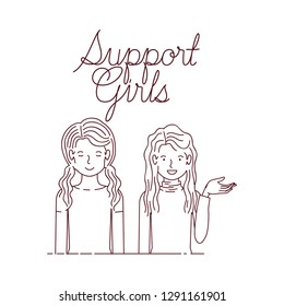 women with label support girl character