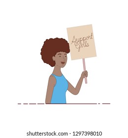 women with label support girl character