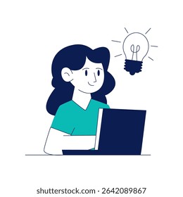 women with laptop flat illustration vector
