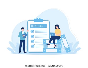  women are learning by rules trending concept flat illustration