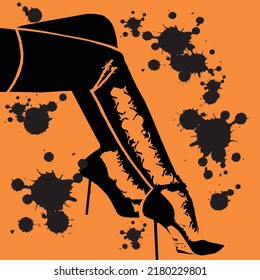 women legs with high heel black orange girl lady shoes attractive fashion style 