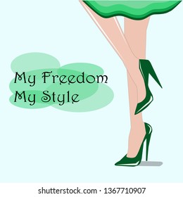 Women legs in high heels. Illustrstion on white background.