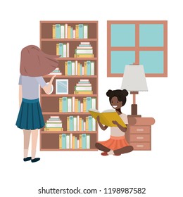 women in the library avatar character