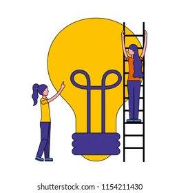 women with light bulb isolated icon