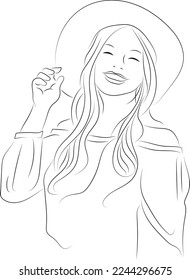 women line art girl beauty