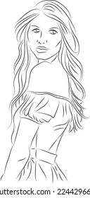 women line art girl beauty