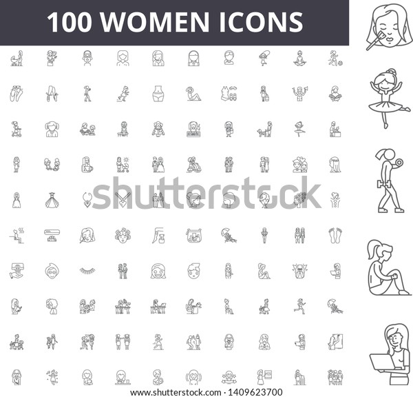 Women Line Icons Signs Vector Set Stock Vector (Royalty Free ...