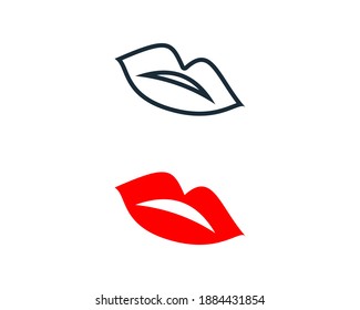 Women Lips Icon Vector Logo Template Illustration Design