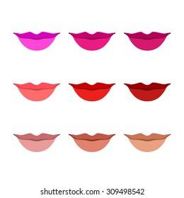 Women lips vector icon set art  red vector female