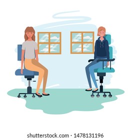 women in living room sitting in office chair