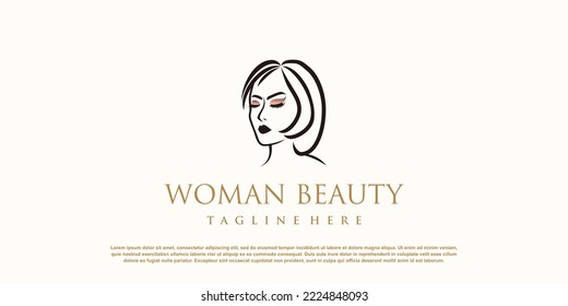 Diseño de logotipo femenino con estilo único creativo vector premium
