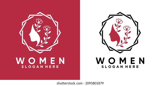 Frauenlogo-Design mit einzigartigem und kreativem Konzept