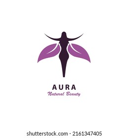 Women logo vector with leaf. women natural concept. Illustration suitable for beauty salon and spa.