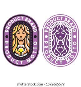 women with long golden hair. logo for women shampoo and other beauty product.