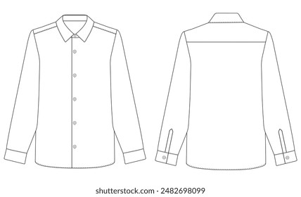 Women Long Sleeve Formal Shirt Cad Template for Women vector illustration