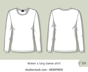 Women long sleeve shirt. Template for design, easily editable by layers.