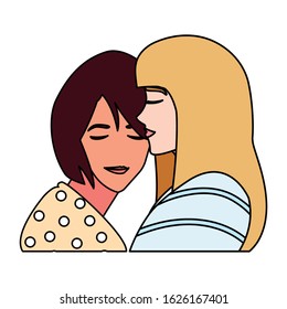 women in love, women embracing each other affectionately vector illustration design