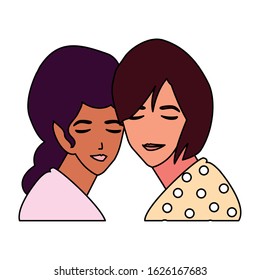 women in love, women embracing each other affectionately vector illustration design