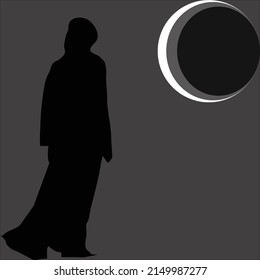 Women in lunar eclipse icon vector illustration web