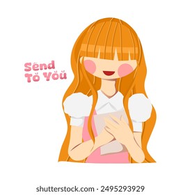Women with mail or envelope