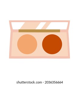 Women make up and fashion beauty self care elements compact face contouring kit blush powder and contour palette illustration