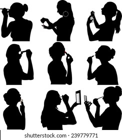 women make up silhouette - vector