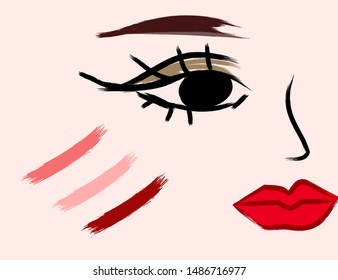 Women makeup with lipstick.