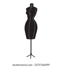 Women mannequin. Dressmaking sewing tailors dummy. Designers fabric manikin. Female figure, body shape, textile trunk for clothes fitting. Flat vector illustration isolated on white background