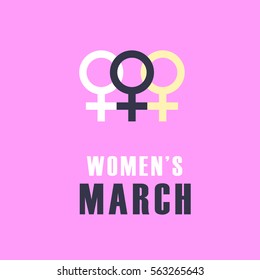 Women march protest pink banner design vector illustration