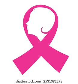 Women medical health symbol pink ribbon, women profile