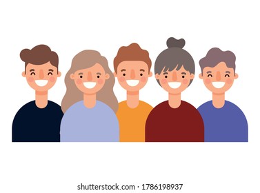 Women and men avatars cartoons smiling design, Person people and human theme Vector illustration