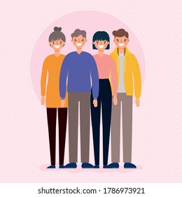 Women and men avatars cartoons smiling design, Person people and human theme Vector illustration