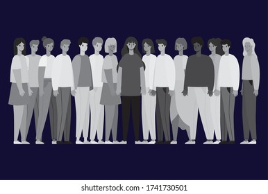Women and men avatars in gray colors design, Person people and human theme Vector illustration