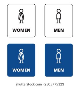 Women and men bathroom banner on a blue background