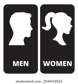 Women and men bathroom banner on a black background