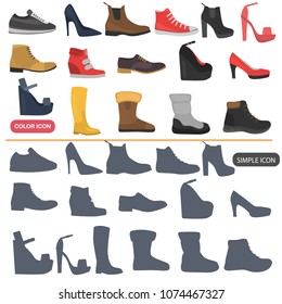 Women and men color flat and simple icons set