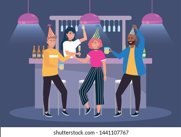 women and men in the event with champagne and beer