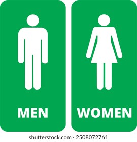 Women and men green bathroom banner on a blue background