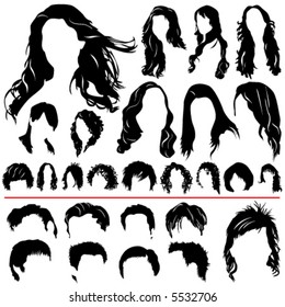 women and men hair vector (different style)